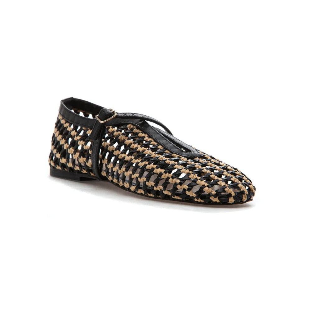 275 CENTRAL IZABEL BLACK RAFFIA BALLET Shoes | Shop now at Main & Taylor Shoes!