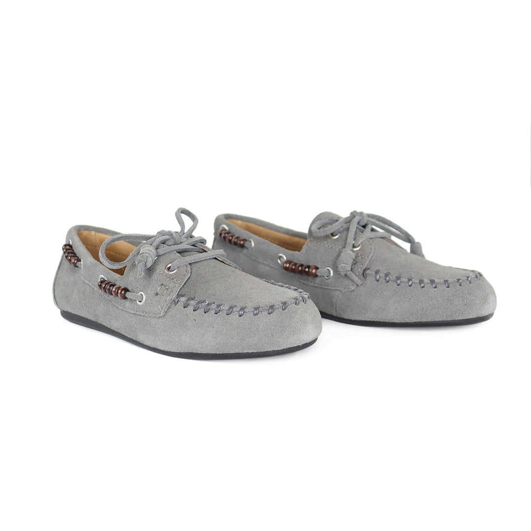 VIOLETTA GREY SUEDE MOCCASIN