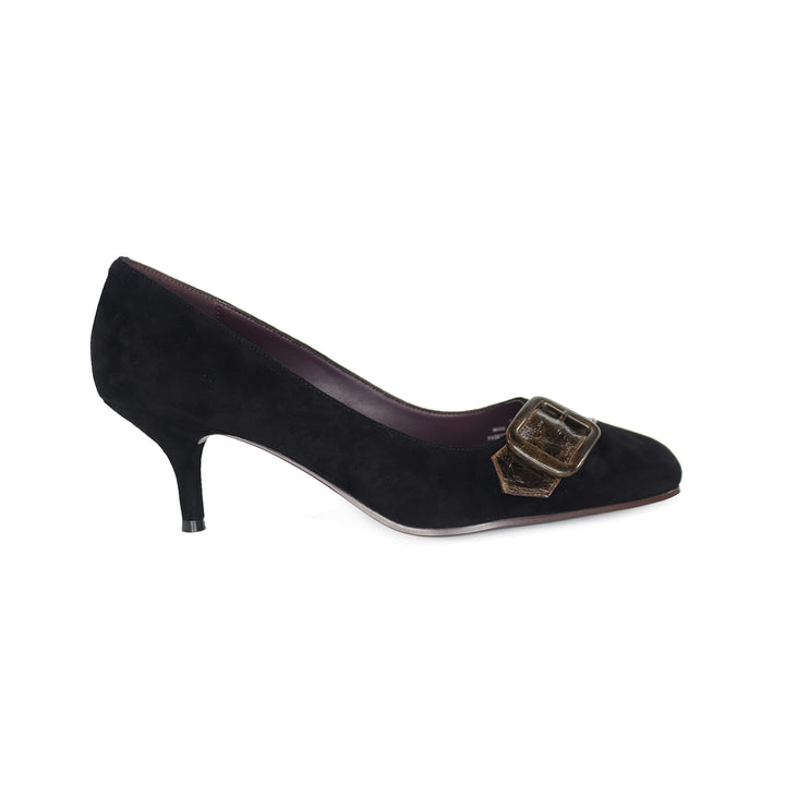 ARMINA BLACK SUEDE/BROWN PUMP