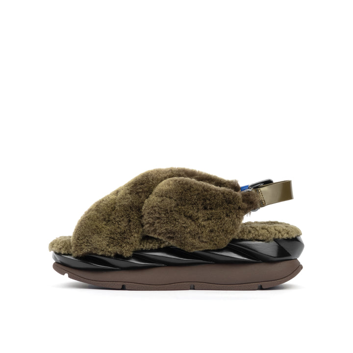 MELLOW FOMI MOCHA SHEARLING SANDAL