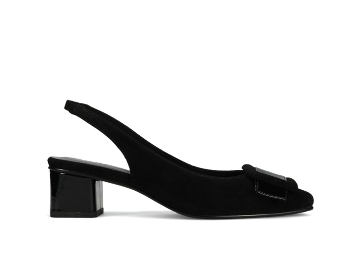 SAKI BLACK SUEDE SLINGBACK