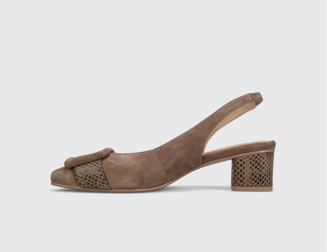 SAKI TAUPE SUEDE HEEL