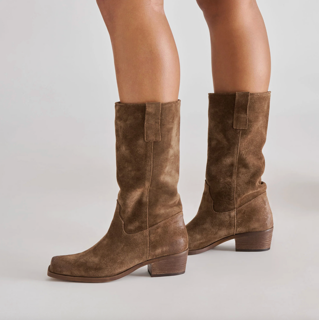 ROMIE CHOCOLATE SUEDE BOOTS