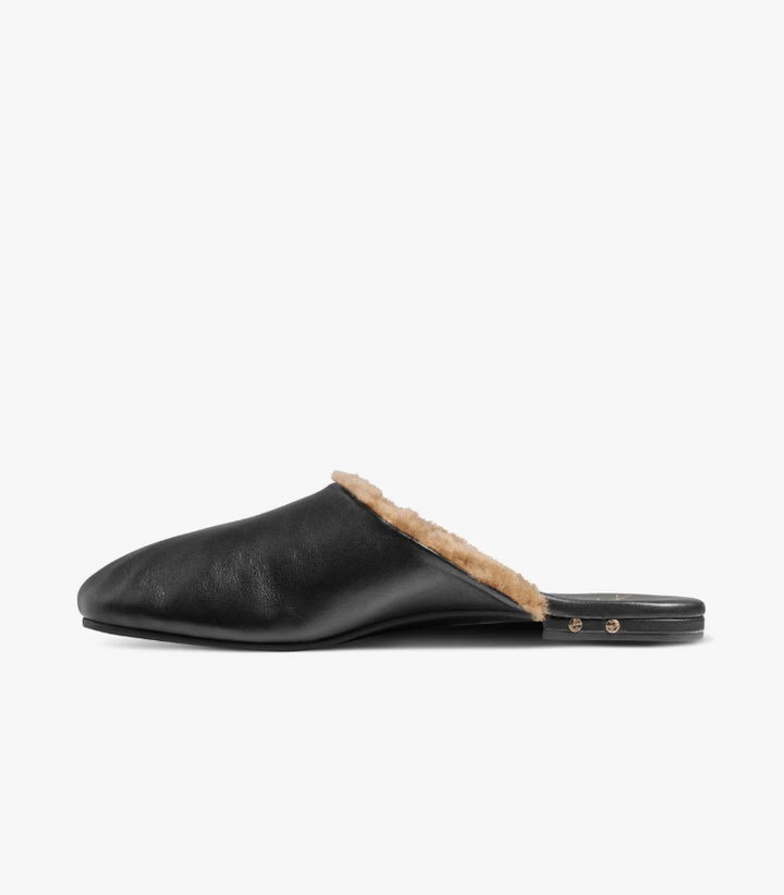 BLACKBIRD BLACK WITH SHEARLING SLIDE