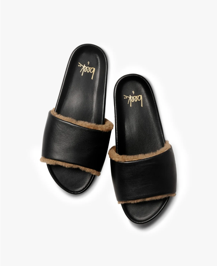 GALLITO BLACK SANDAL WITH SHEARLING