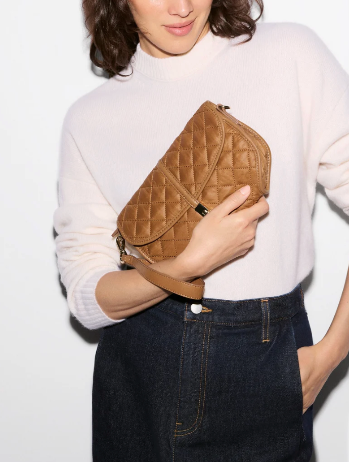 ASTOR SMALL CONVERTIBLE CLUTCHCOGNAC