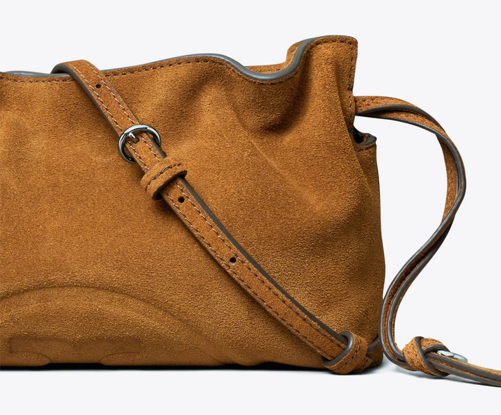 ELLA DRAWSTRING POUCH CARAMEL SUEDE
