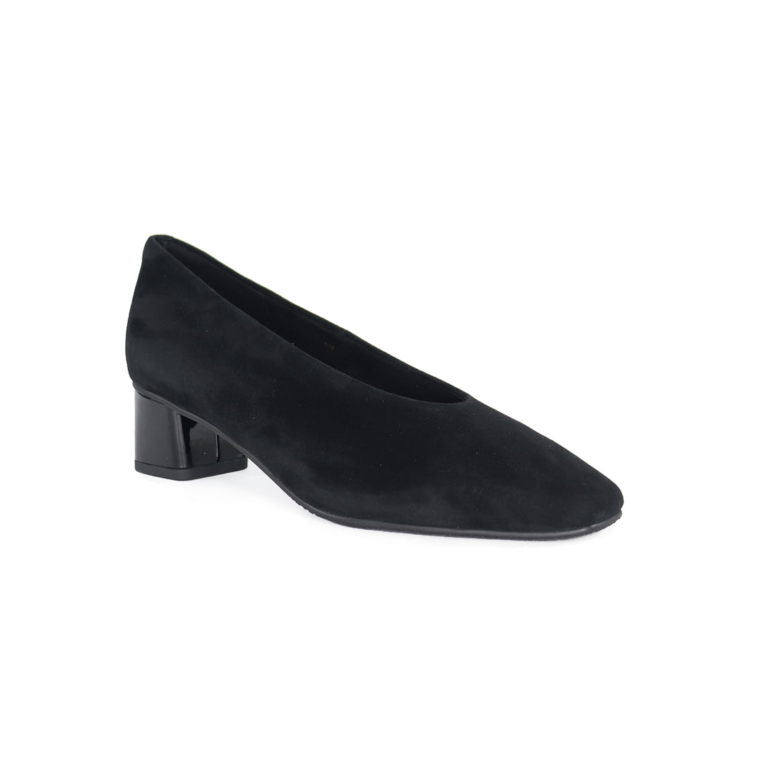 SOLARA BLACK SUEDE/BLACK PATENT HEEL