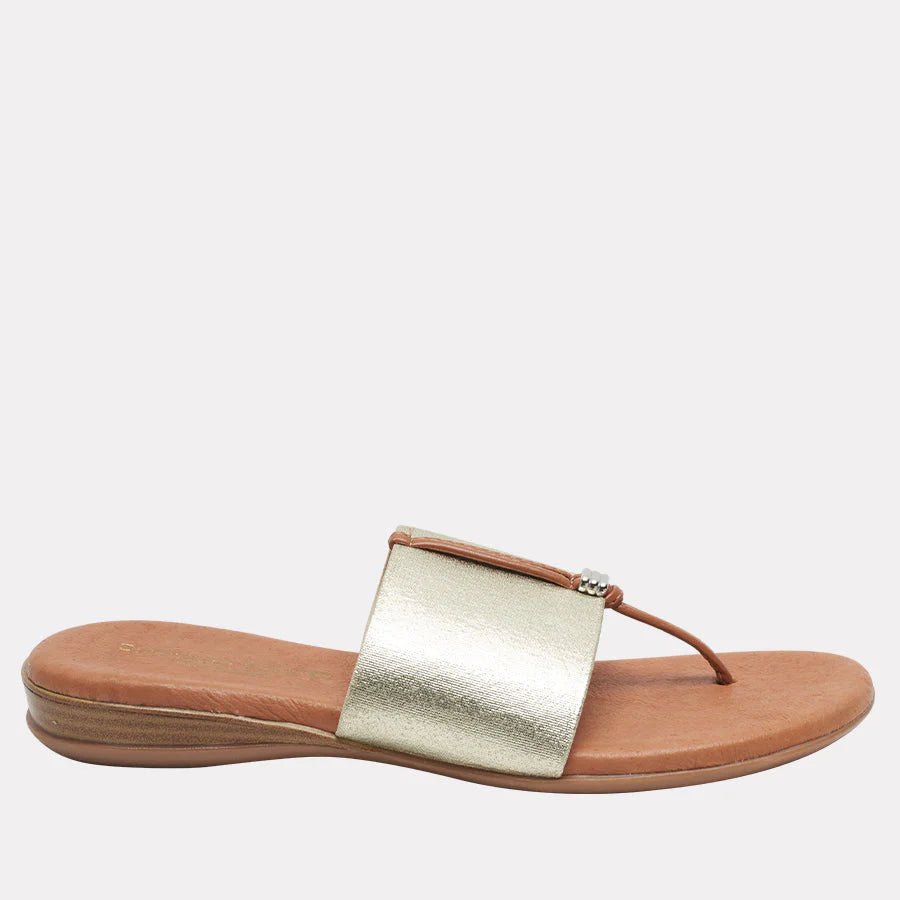 Andre Assous NICE PLATINO STRETCH SANDAL Shoes | Shop now at Main & Taylor Shoes!