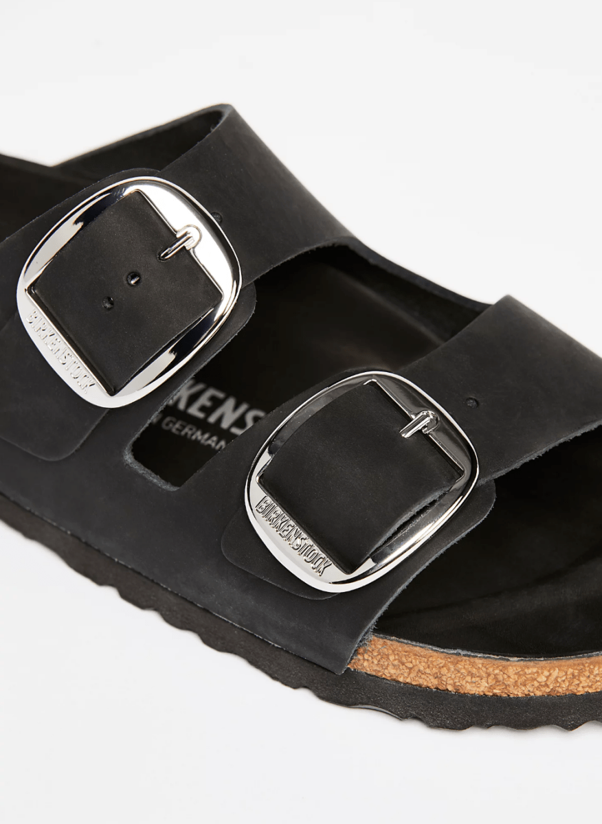 Birkenstock ARIZONA BIG BUCKLE BLACK LEATHER Shoes | Shop now at Main &amp; Taylor Shoes!