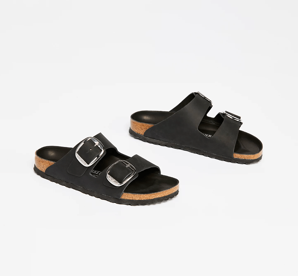 Birkenstock ARIZONA BIG BUCKLE BLACK LEATHER Shoes | Shop now at Main & Taylor Shoes!