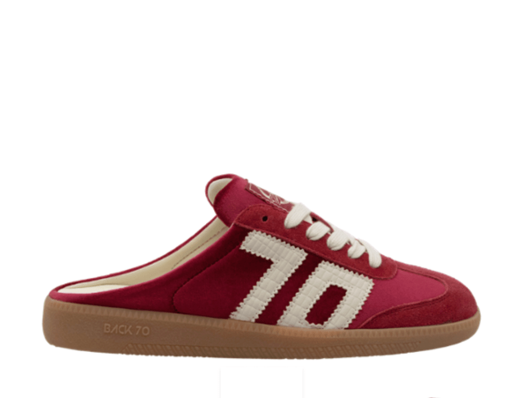 Back 70 EASTER RED MILK VELVET BACKLESS SNEAKER Shoes | Shop now at Main & Taylor Shoes!