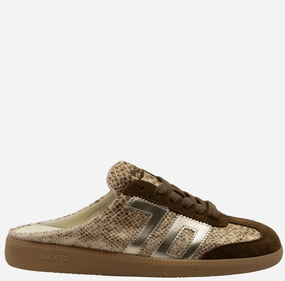 Back 70 EASTER SNAKE GOLD BACKLESS SNEAKER Shoes | Shop now at Main & Taylor Shoes!