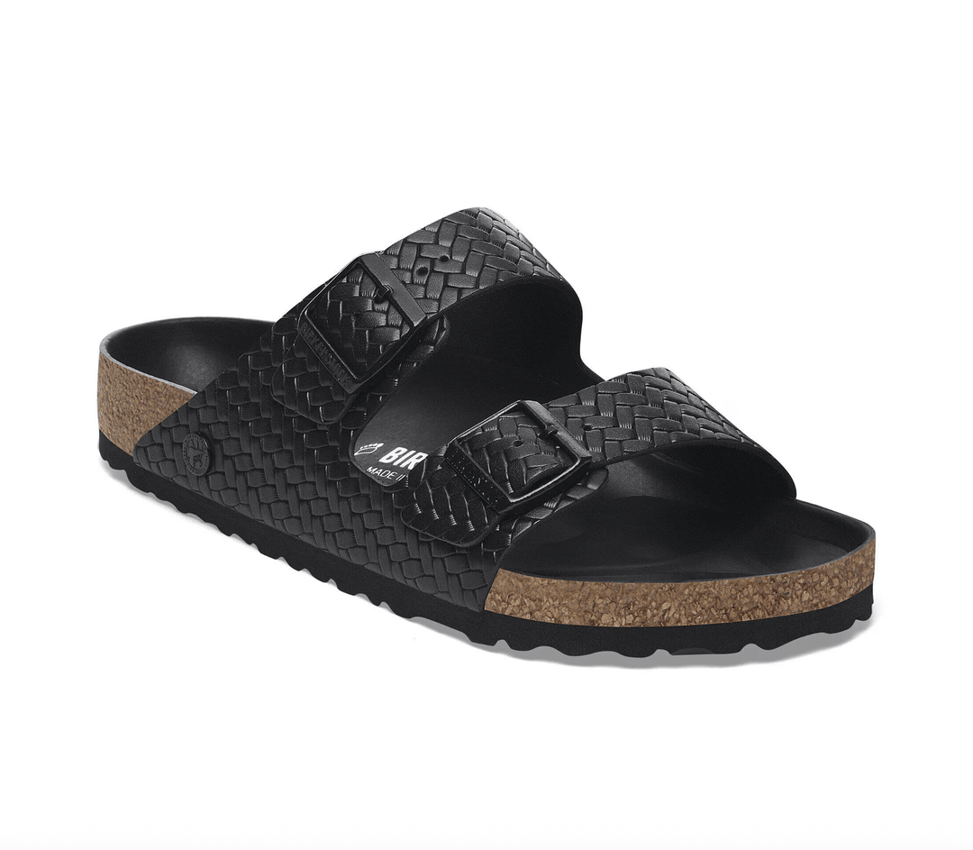 Birkenstock ARIZONA EMBOSSED WOVEN BLACK SANDAL Shoes | Shop now at Main & Taylor Shoes!