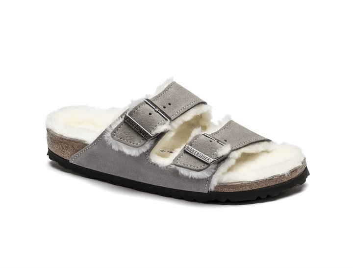 Birkenstock ARIZONA SHEARLING STONE COIN SANDAL Shoes | Shop now at Main &amp; Taylor Shoes!