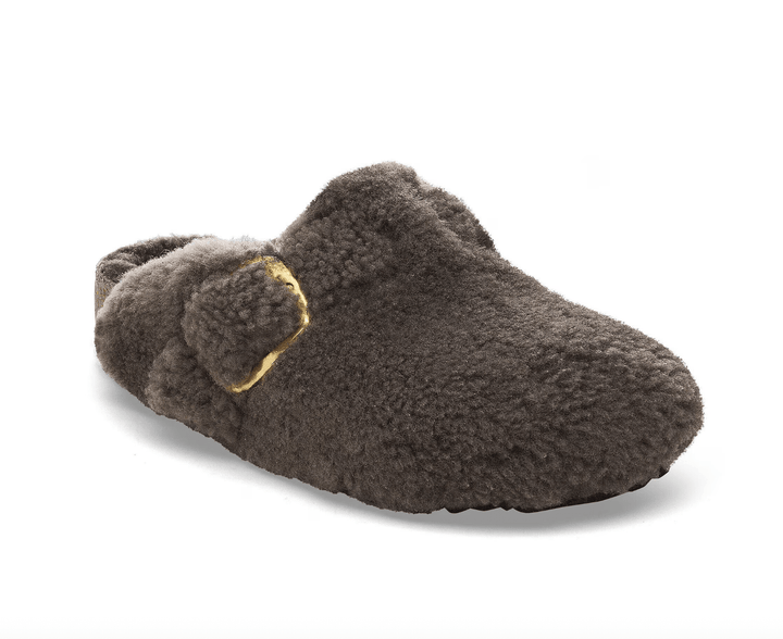 Birkenstock BOSTON BIG BUCKLE SHEARLING CONCRETE GRAY CLOG Shoes | Shop now at Main &amp; Taylor Shoes!