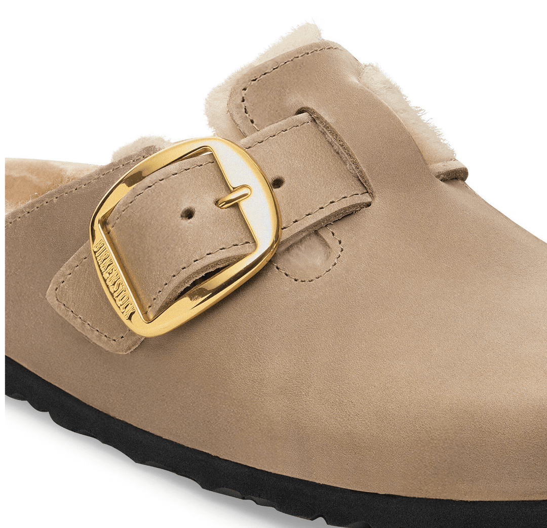 Birkenstock BOSTON BIG BUCKLE SHEARLING TOBACCO BROWN SNEAKER Women”s Shoes | Shop now at Main &amp; Taylor Shoes!