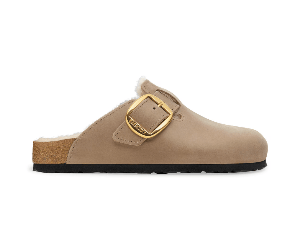 Birkenstock BOSTON BIG BUCKLE SHEARLING TOBACCO BROWN SNEAKER Women”s Shoes | Shop now at Main & Taylor Shoes!
