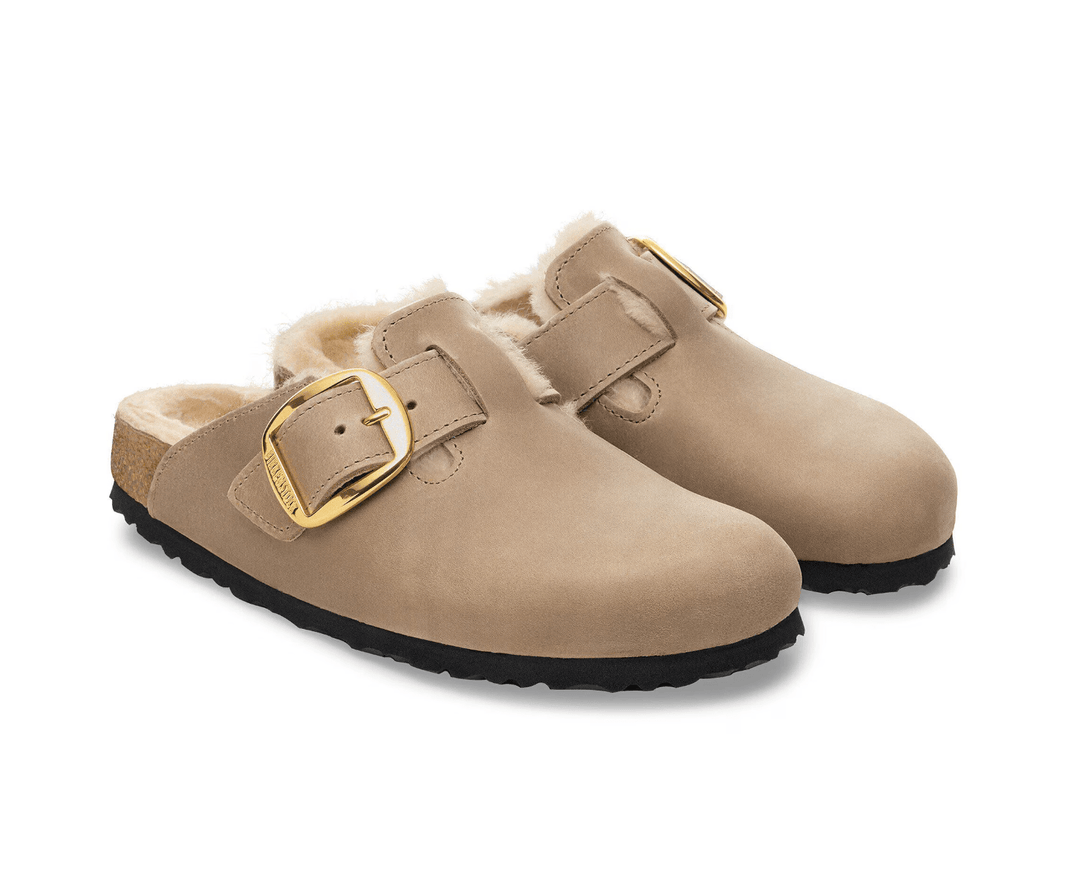Birkenstock BOSTON BIG BUCKLE SHEARLING TOBACCO BROWN SNEAKER Women”s Shoes | Shop now at Main & Taylor Shoes!