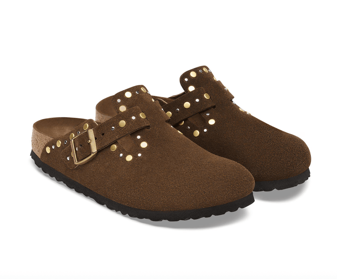 Birkenstock BOSTON RIVET CARAFE SUEDE CLOG Shoes | Shop now at Main & Taylor Shoes!