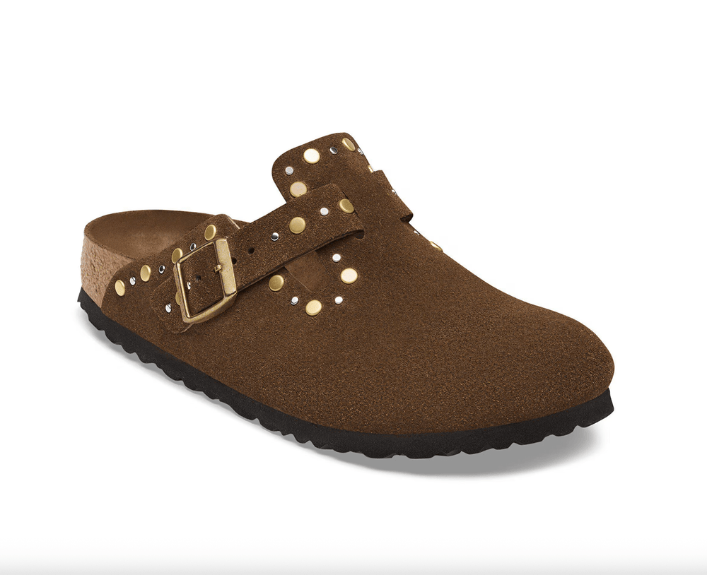 Birkenstock BOSTON RIVET CARAFE SUEDE CLOG Shoes | Shop now at Main & Taylor Shoes!