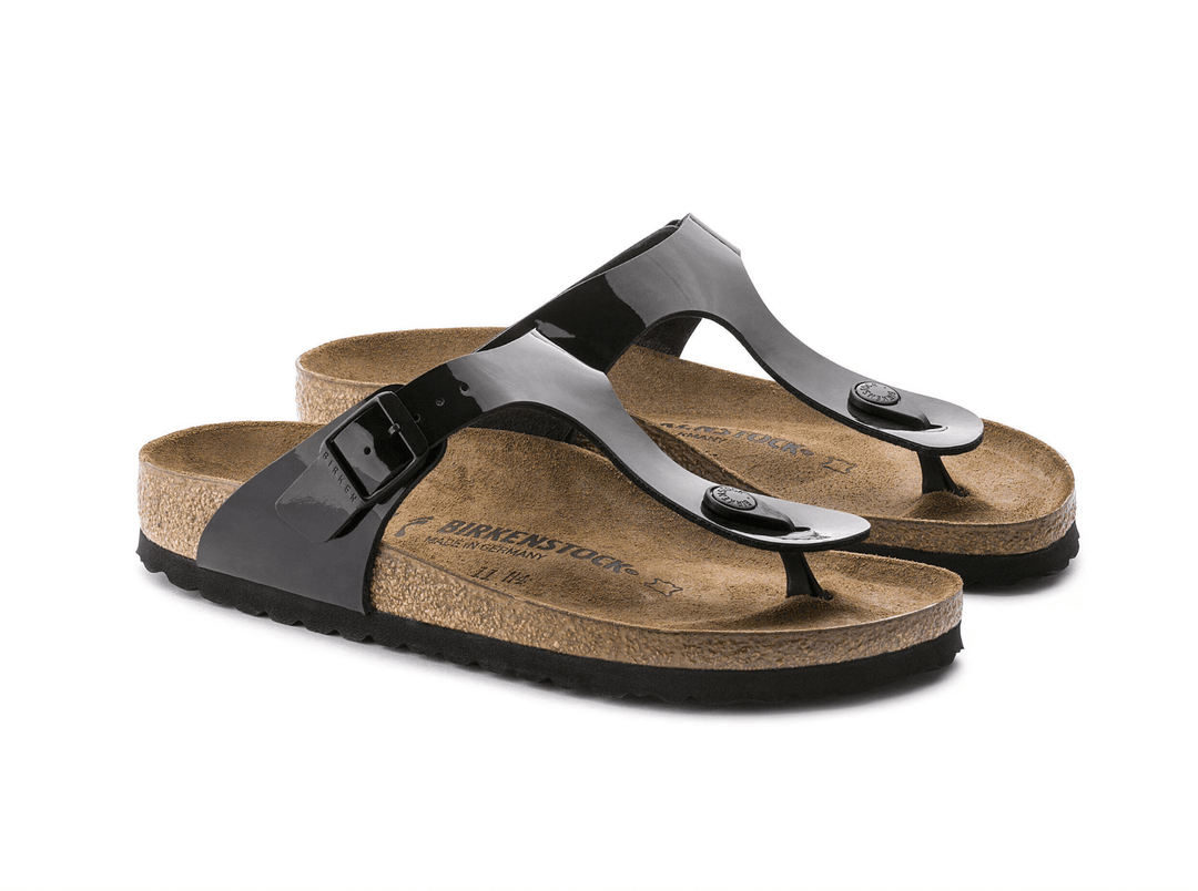 Birkenstock GIZEH BIRKO-FLOR BLACK PATENT Shoes | Shop now at Main & Taylor Shoes!