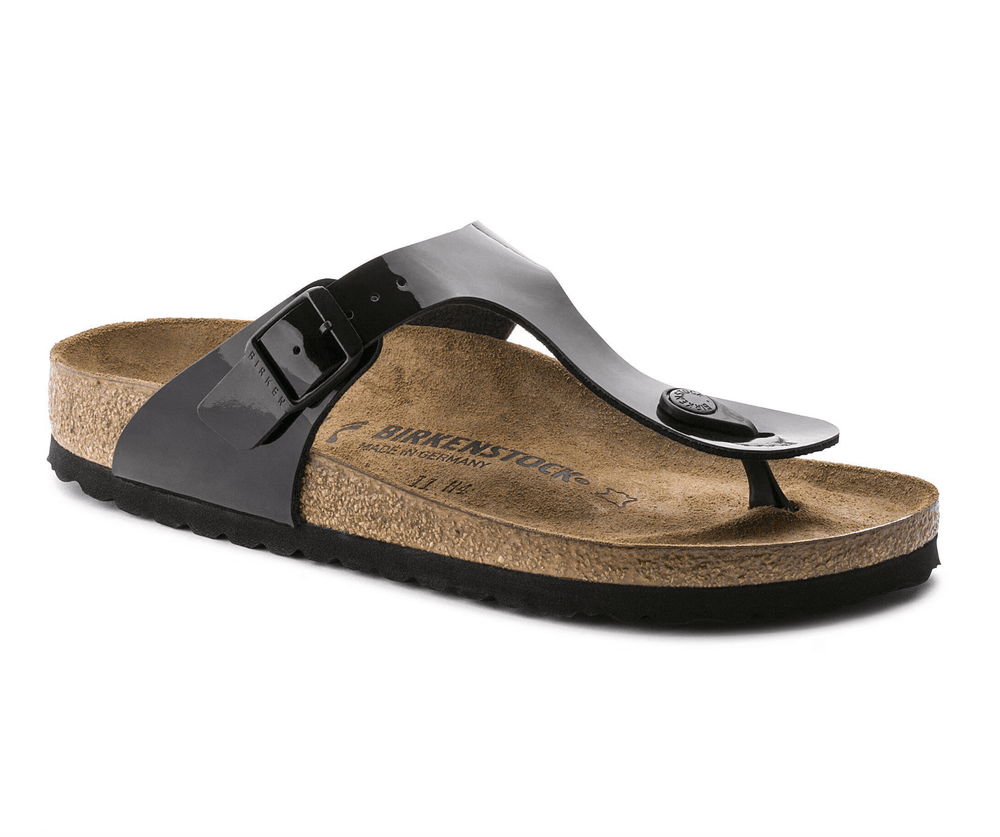 Birkenstock GIZEH BIRKO-FLOR BLACK PATENT Shoes | Shop now at Main & Taylor Shoes!
