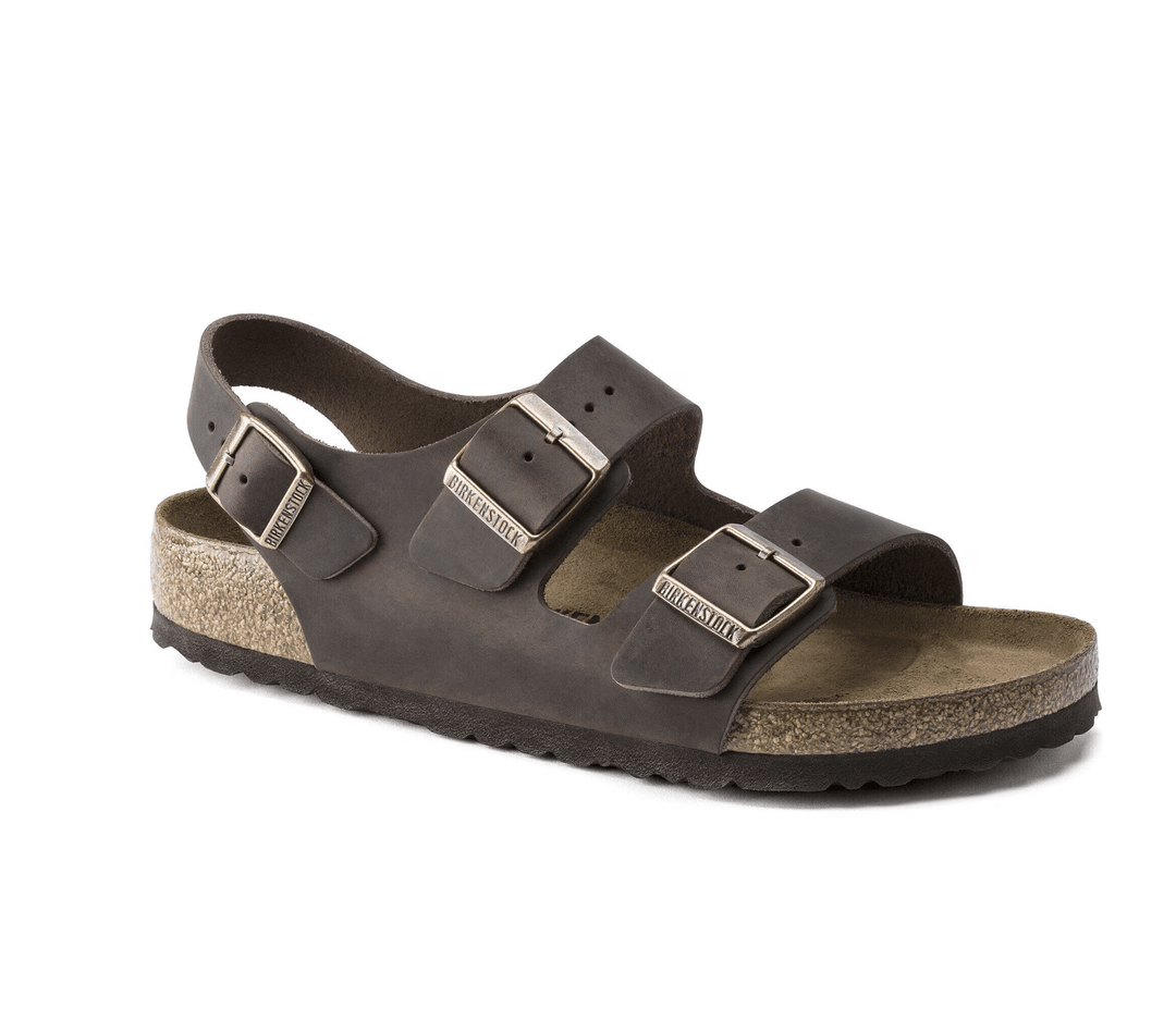 Birkenstock MILANO HABANA LEATHER SANDAL Shoes | Shop now at Main &amp; Taylor Shoes!