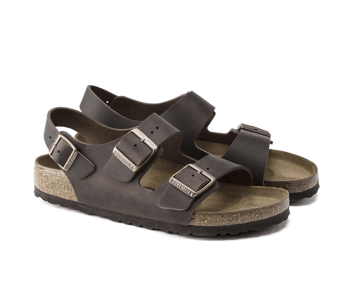 Birkenstock MILANO HABANA LEATHER SANDAL Shoes | Shop now at Main &amp; Taylor Shoes!