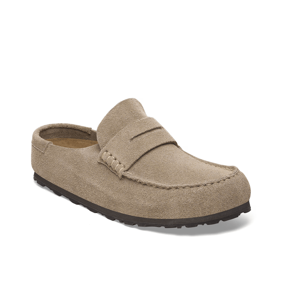 Birkenstock NAPLES TAUPE SUEDE CLOG Shoes | Shop now at Main & Taylor Shoes!