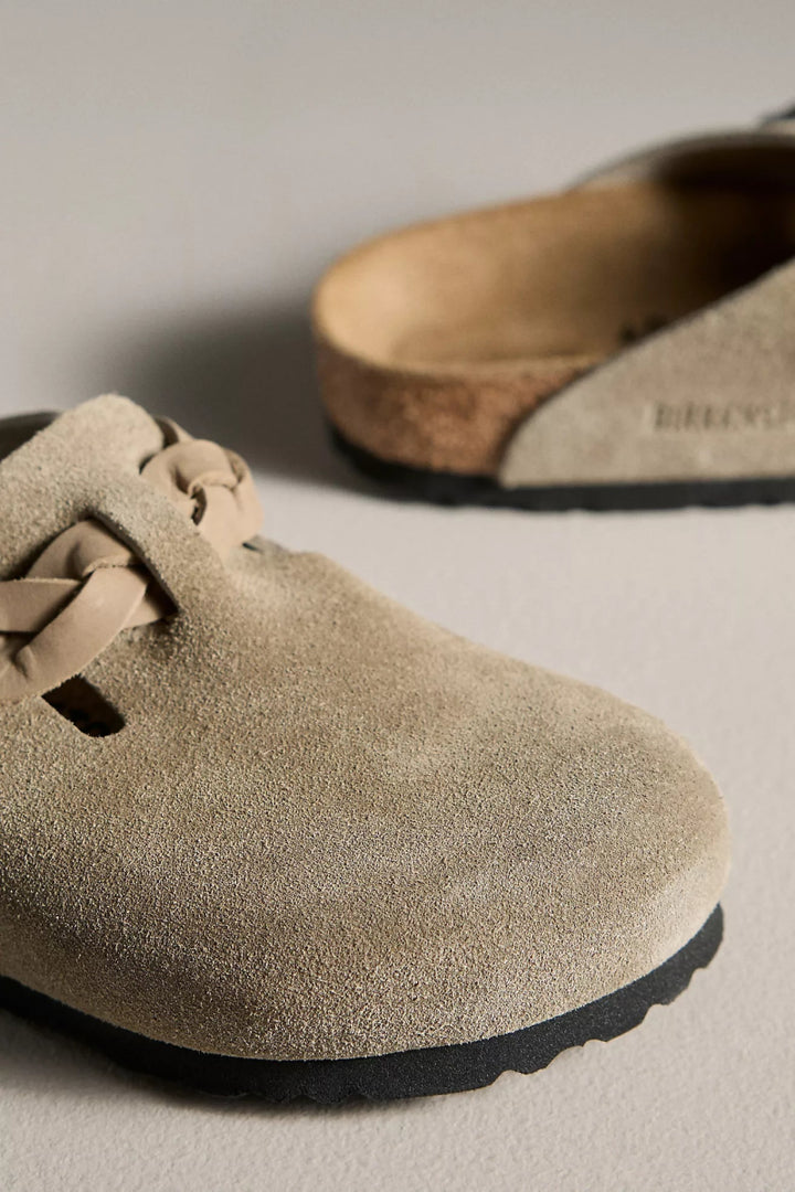 Birkenstock BOSTON BRAID TAUPE SUEDE Shoes | Shop now at Main &amp; Taylor Shoes!