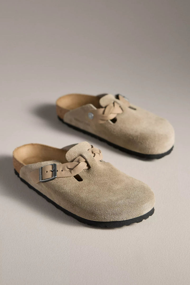 Birkenstock BOSTON BRAID TAUPE SUEDE Shoes | Shop now at Main &amp; Taylor Shoes!