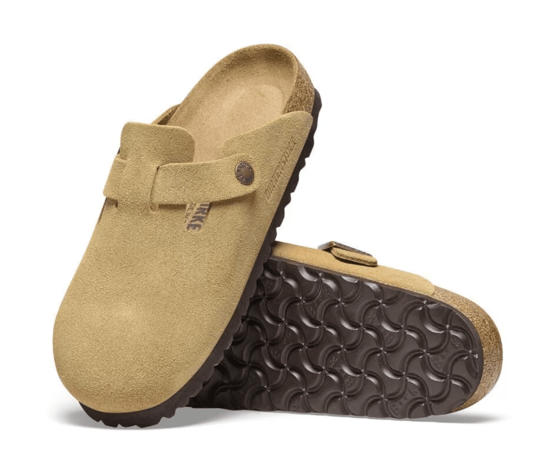 Birkenstock BOSTON LATTE/CREAM SUEDE Shoes | Shop now at Main &amp; Taylor Shoes!