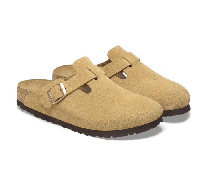 Birkenstock BOSTON LATTE/CREAM SUEDE Shoes | Shop now at Main &amp; Taylor Shoes!