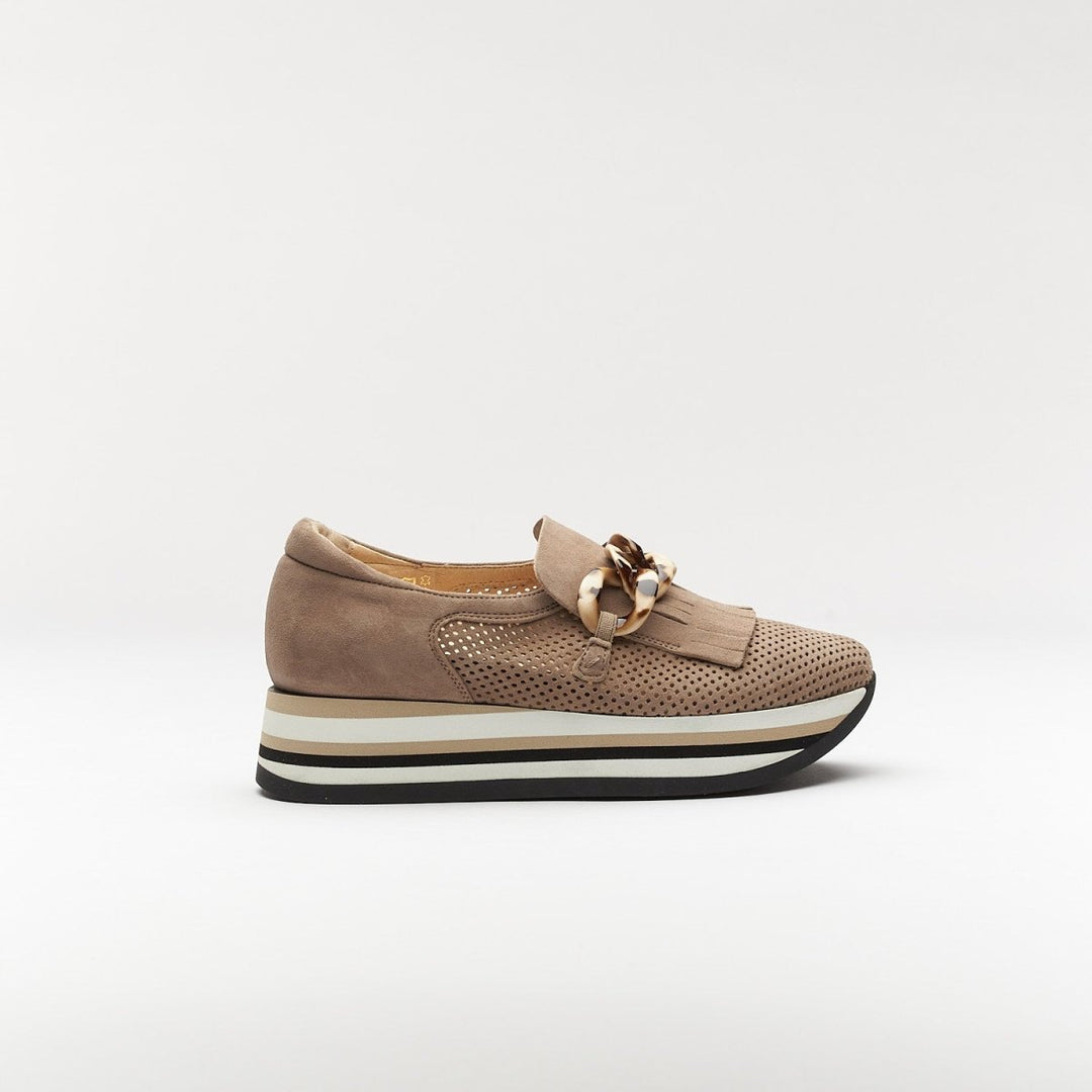 SOFTWAVES CADIE TASSEL LOAFER TAUPE SUEDE SHOES | Shop now at Main &amp; Taylor Shoes!