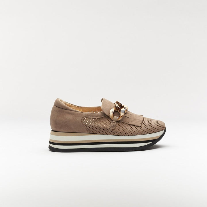 SOFTWAVES CADIE TASSEL LOAFER TAUPE SUEDE SHOES | Shop now at Main &amp; Taylor Shoes!