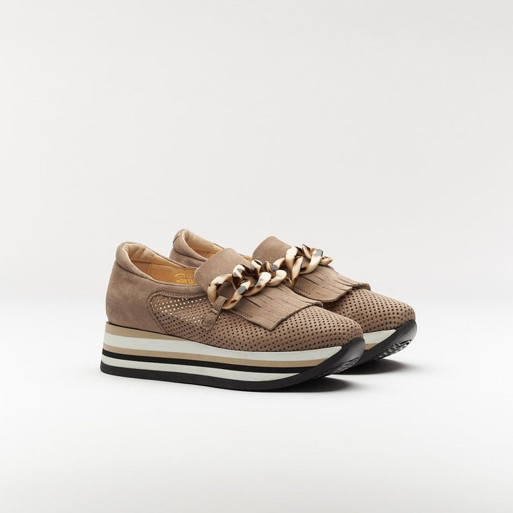 SOFTWAVES CADIE TASSEL LOAFER TAUPE SUEDE SHOES | Shop now at Main &amp; Taylor Shoes!