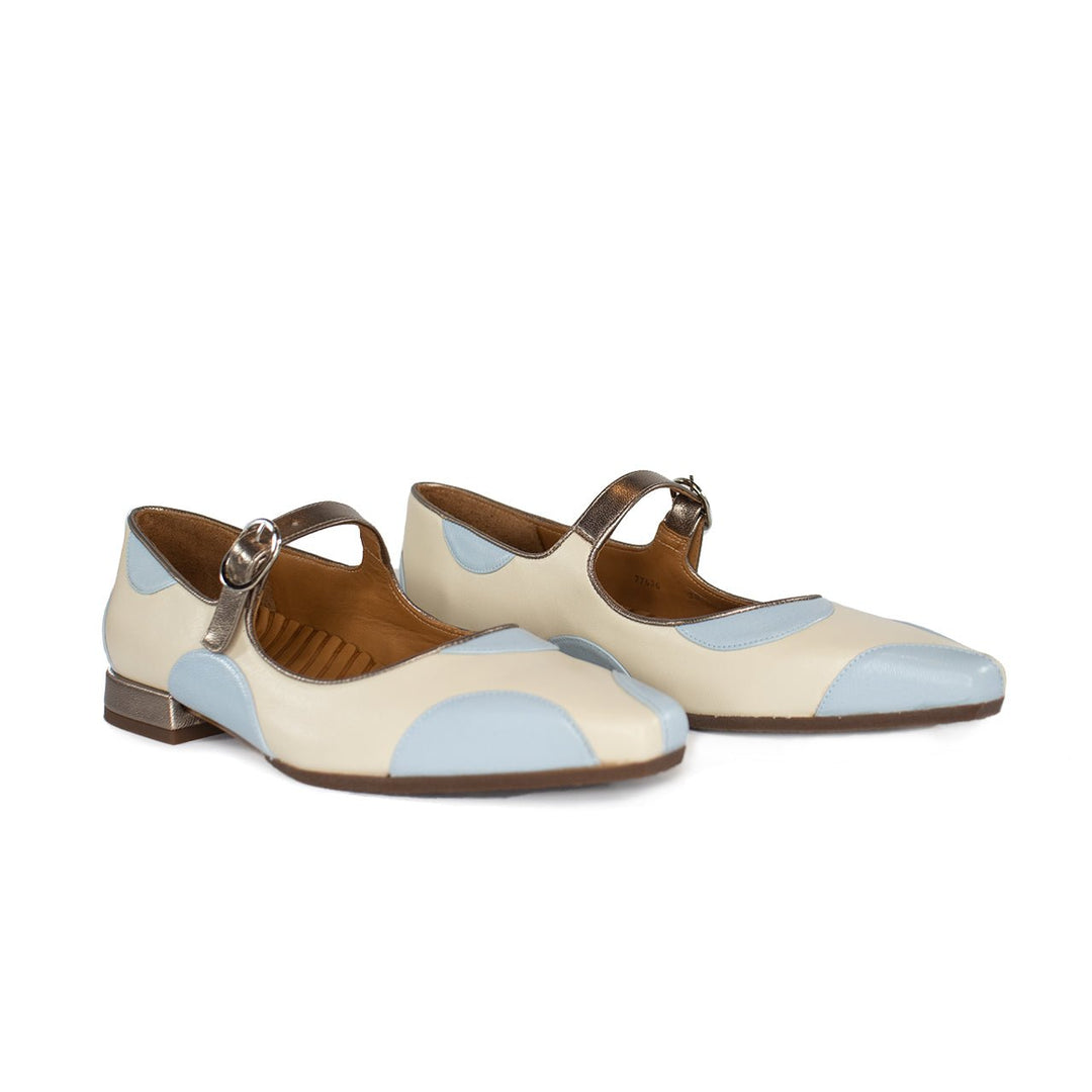 Chie Mihara GARRICE BLUE CIRCLES FLAT Shoes | Shop now at Main & Taylor Shoes!