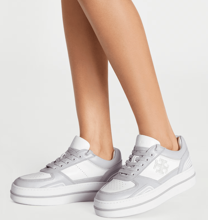TORY BURCH CLOVER COURT PLATFORM SNEAKER PURITY SILVER Shoes | Shop now at Main &amp; Taylor Shoes!