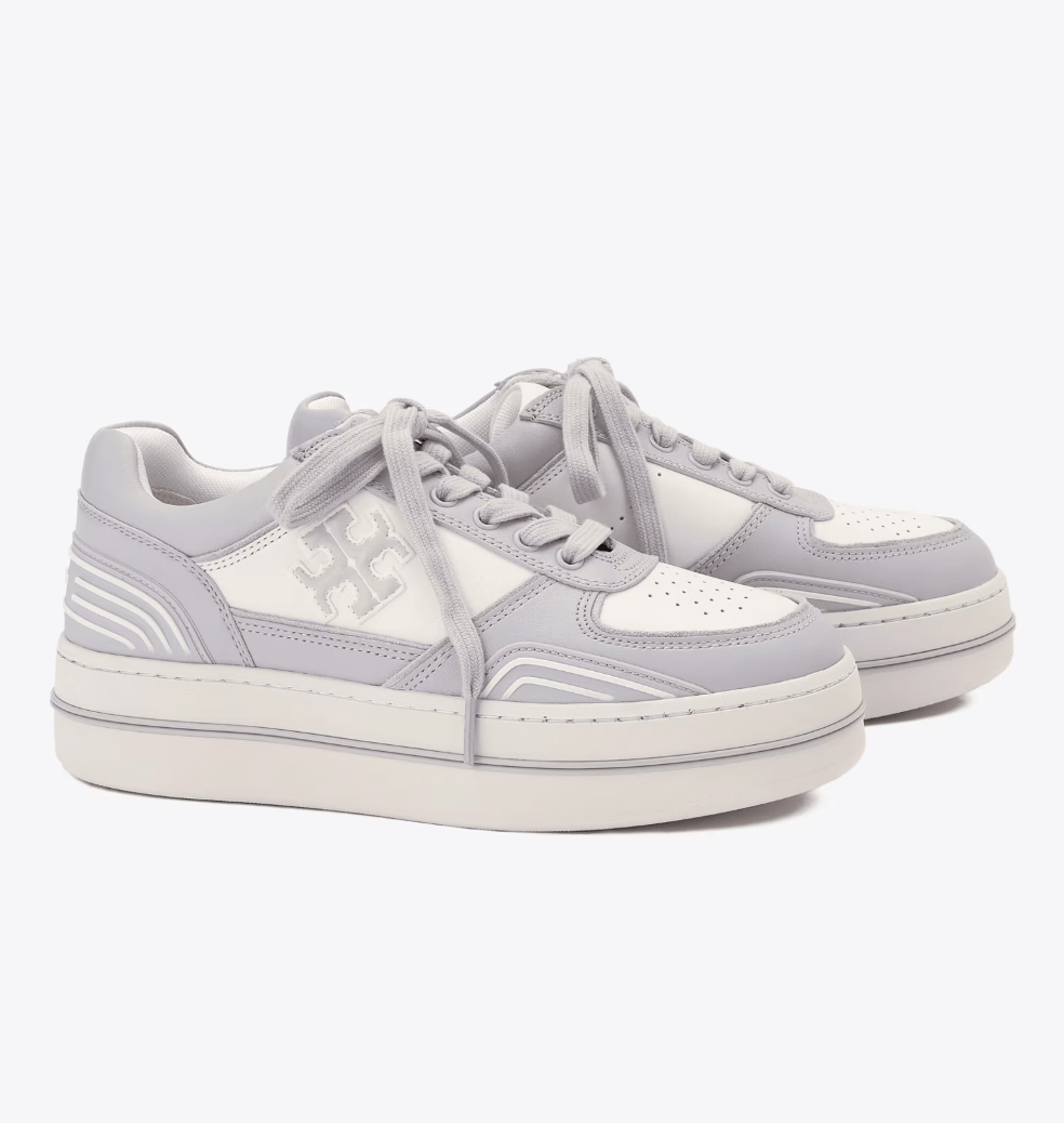 TORY BURCH CLOVER COURT PLATFORM SNEAKER PURITY SILVER Shoes | Shop now at Main & Taylor Shoes!