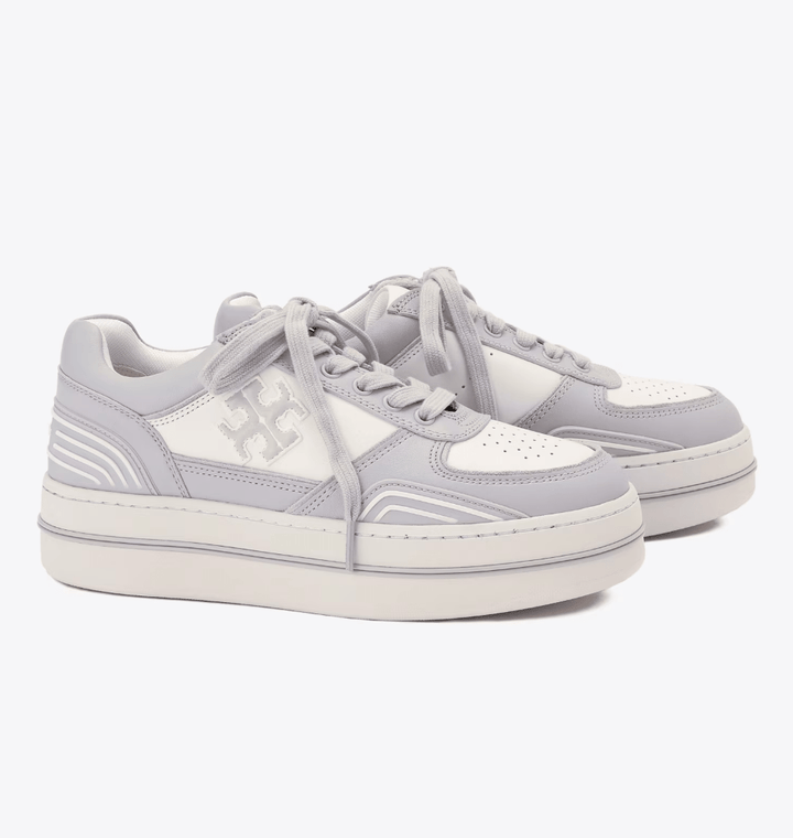 TORY BURCH CLOVER COURT PLATFORM SNEAKER PURITY SILVER Shoes | Shop now at Main &amp; Taylor Shoes!