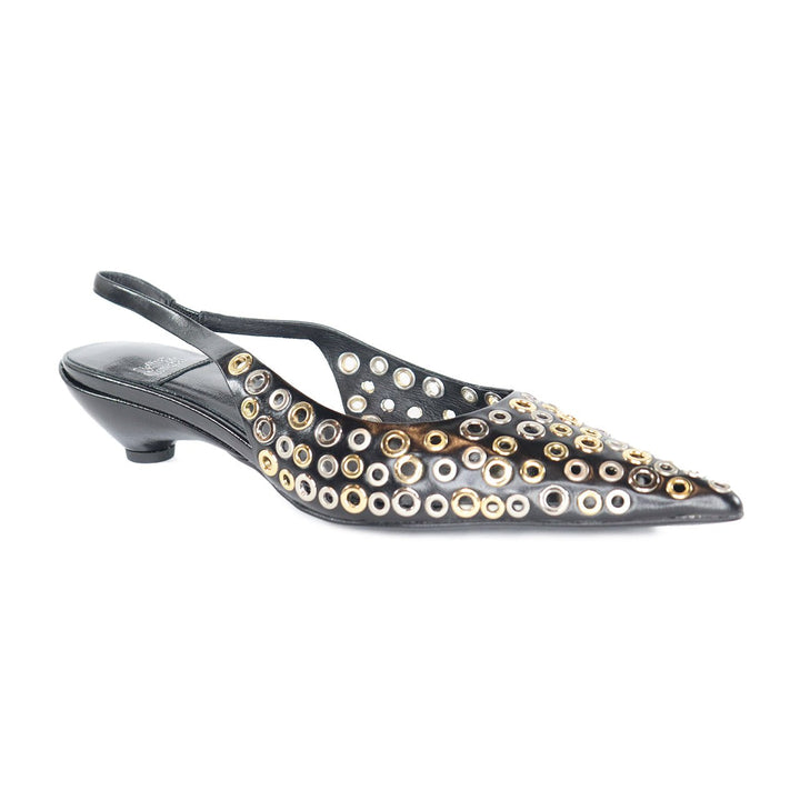 JEFFREY CAMPBELL MONDAY BLACK MULTI SLINGBACK SHOES | Shop now at Main &amp; Taylor Shoes!