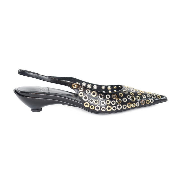 JEFFREY CAMPBELL MONDAY BLACK MULTI SLINGBACK SHOES | Shop now at Main &amp; Taylor Shoes!