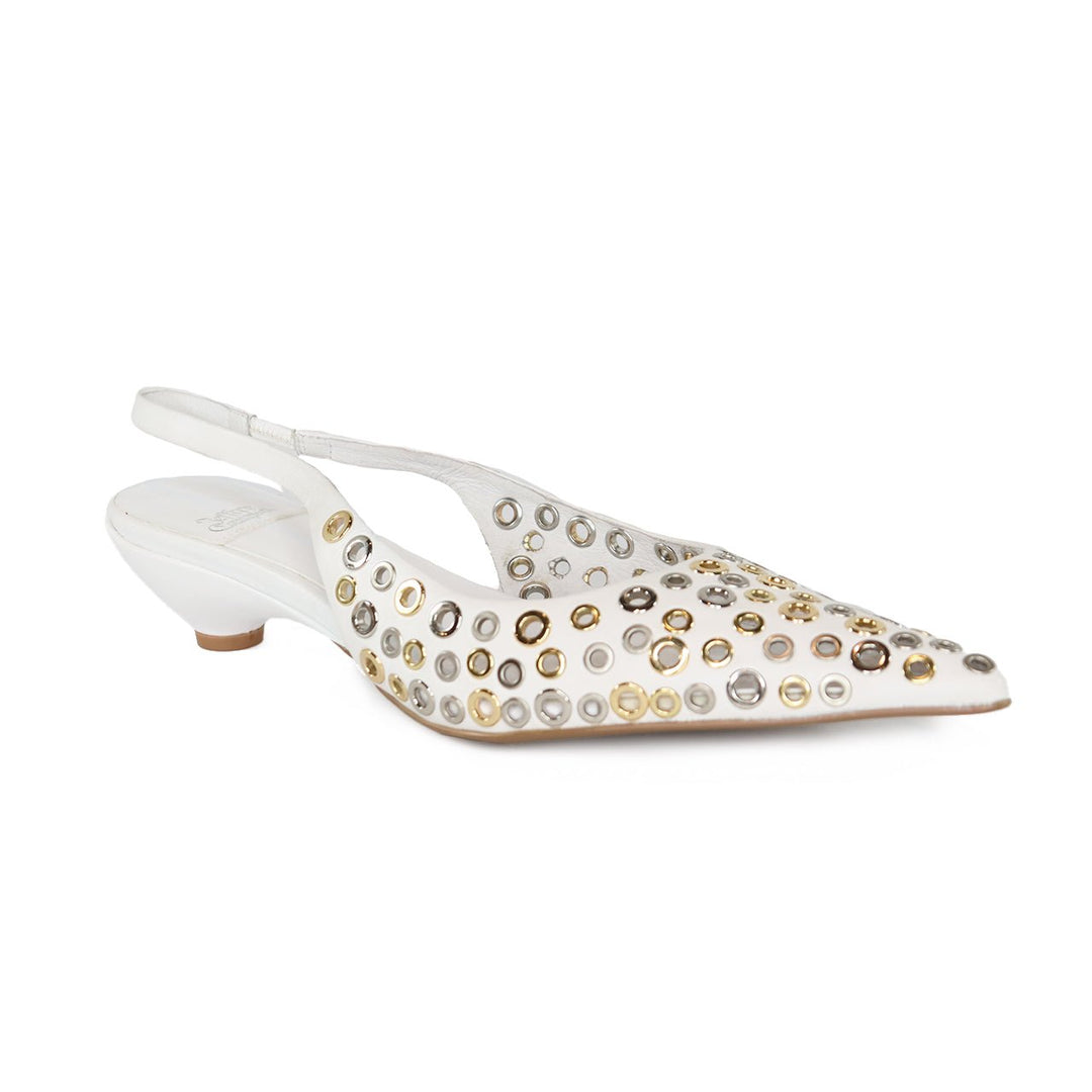 JEFFREY CAMPBELL MONDAY WHITE MULTI SLINGBACK SHOES | Shop now at Main & Taylor Shoes!