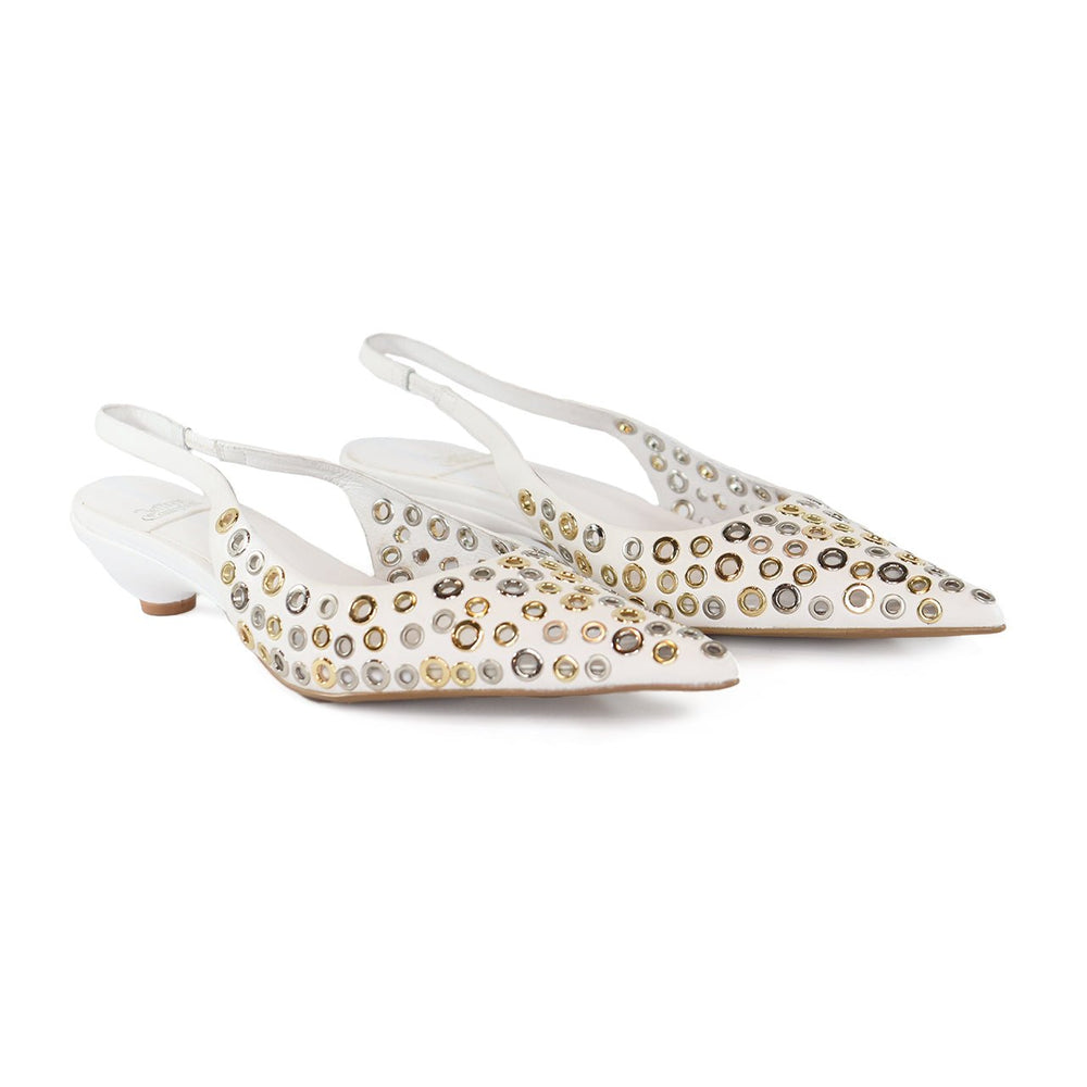 JEFFREY CAMPBELL MONDAY WHITE MULTI SLINGBACK SHOES | Shop now at Main & Taylor Shoes!