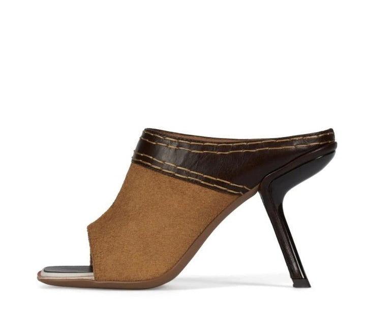 Jeffrey Campbell ZINQUE TAN SUEDE MULE SHOES | Shop now at Main &amp; Taylor Shoes!