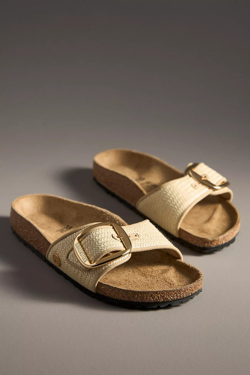 Birkenstock MADRID BIG BUCKLE RAFFIA NATURAL Shoes | Shop now at Main & Taylor Shoes!
