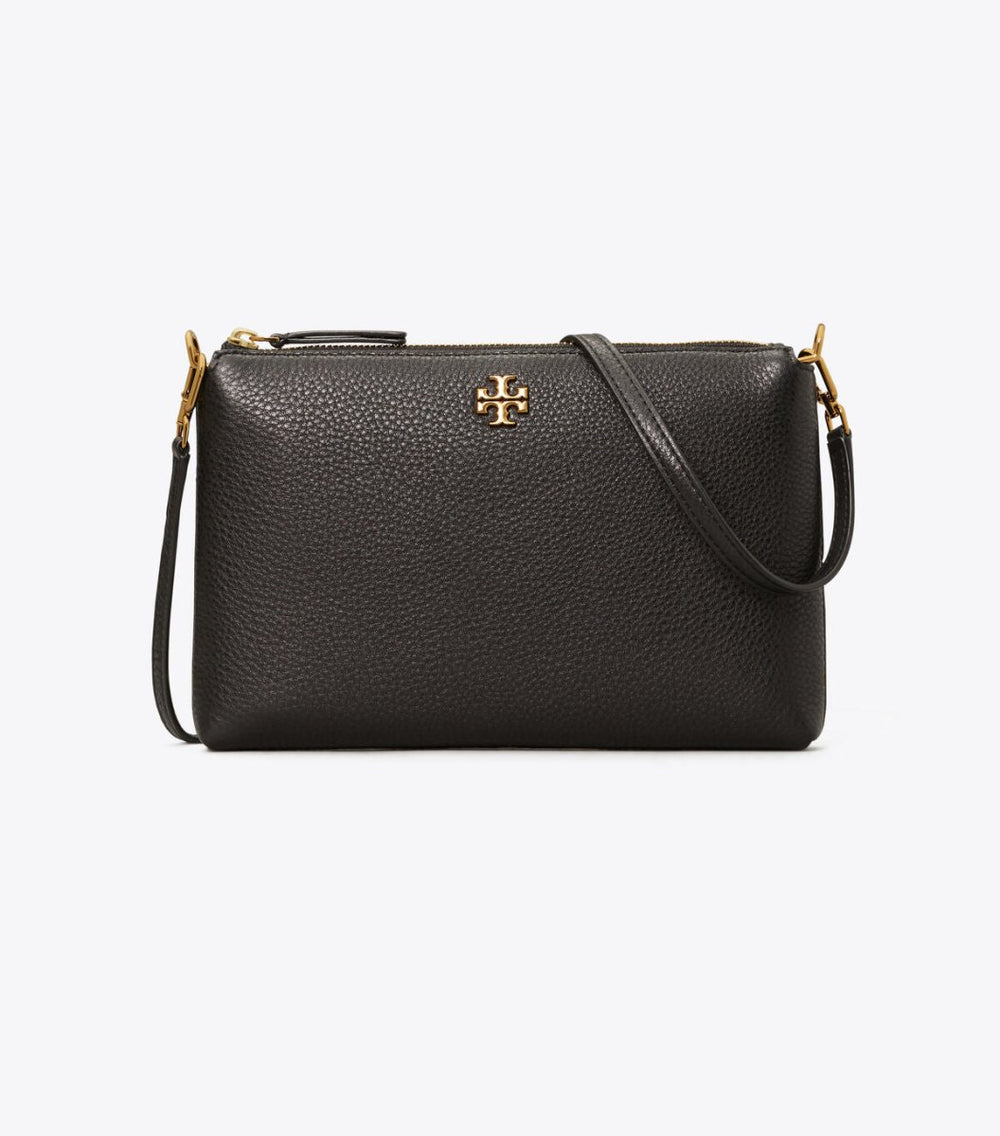 TORY BURCH HANDBAGS MERCER PEBBLED ZIPTOP CROSSBODY BLACK HANDBAGS | Shop now at Main & Taylor Shoes!