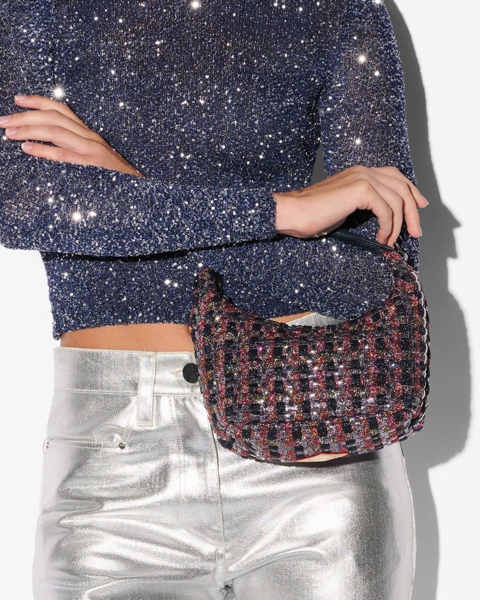 MZ WALLACE MULTI WOVEN MINI HOBO SHIMMER MULTI HANDBAGS | Shop now at Main & Taylor Shoes!
