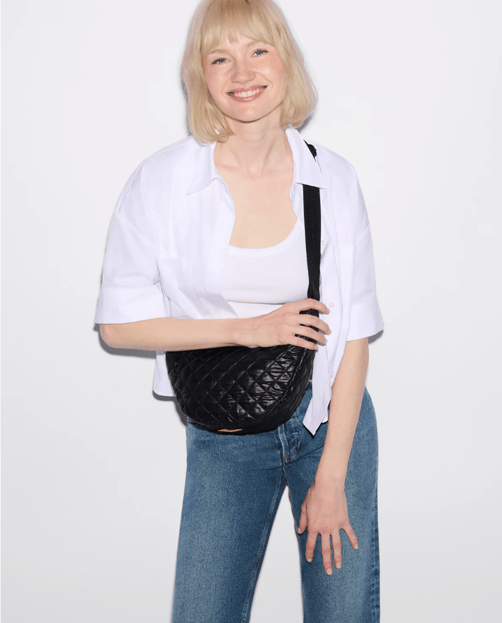 MZ Wallace METRO SMILE SMALL BLACK CROSSBODY Handbags | Shop now at Main &amp; Taylor Shoes!